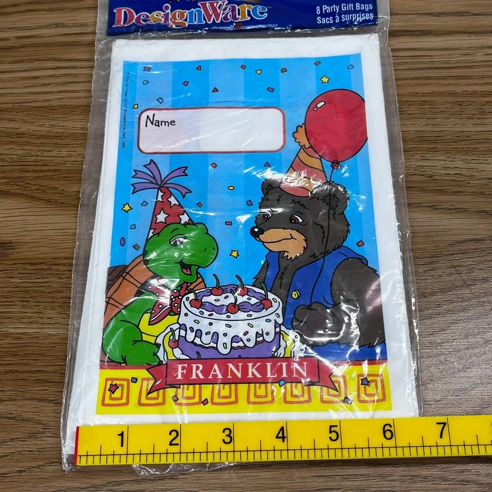 DesignWare Franklin the Turtle Party Gift Bags Plastic 8 Count Vintage 1986 90s